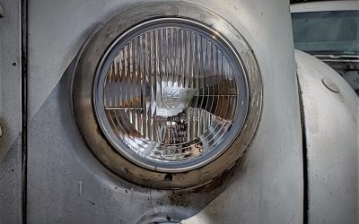 LED classic car Headlights closeup